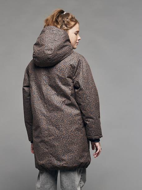 Parka met luipaardprint voor meisjes met sherpavoering JONEN marineblauw - vertbaudet enfant 