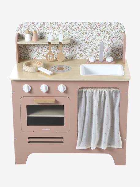Houten keukentje met accessoires van FSC®-hout ecru+rozen+saliegroen - vertbaudet enfant 