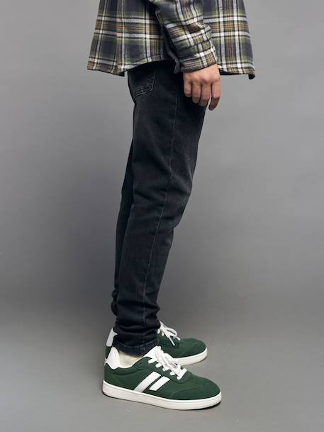 Slim fit jeans met destroyed effect JONEN stone+zwart denim - vertbaudet enfant 