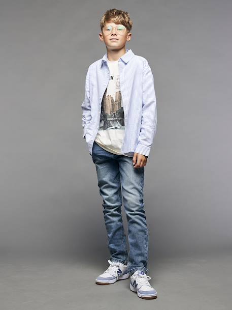 Slim fit jeans met destroyed effect JONEN stone+zwart denim - vertbaudet enfant 