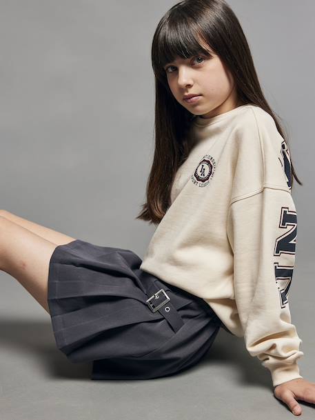 Geplooide skort voor meisjes JONEN antraciet+marineblauw - vertbaudet enfant 