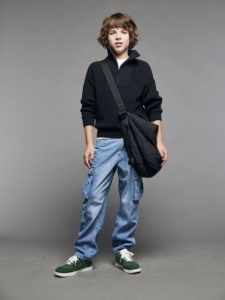 Sweater met col voor jongens JONEN antraciet - vertbaudet enfant 