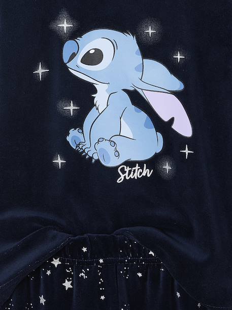 Disney® LILO & STITCH pyjama voor meisjes van fluweel / velours marineblauw - vertbaudet enfant 