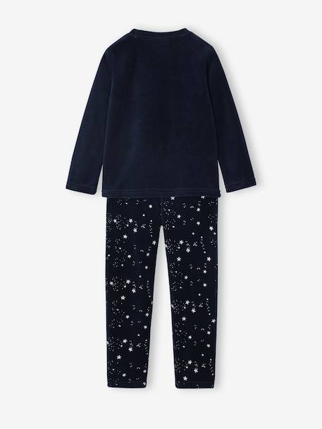 Disney® LILO & STITCH pyjama voor meisjes van fluweel / velours marineblauw - vertbaudet enfant 