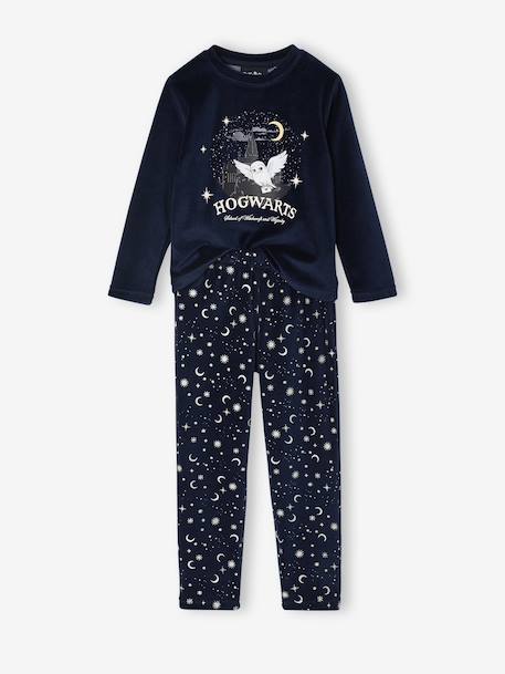 Harry Potter® pyjama voor meisjes in fluweel / velours marineblauw - vertbaudet enfant 