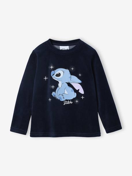 Disney® LILO & STITCH pyjama voor meisjes van fluweel / velours marineblauw - vertbaudet enfant 