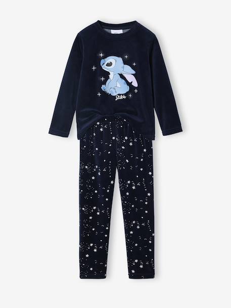 Disney® LILO & STITCH pyjama voor meisjes van fluweel / velours marineblauw - vertbaudet enfant 