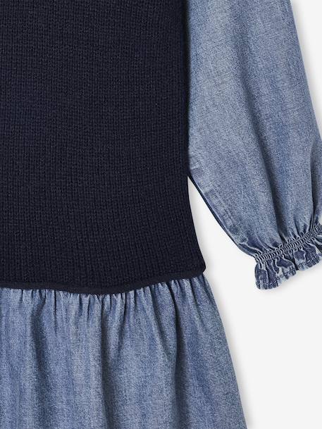 2-in-1 jurk voor meisjes marineblauw - vertbaudet enfant 