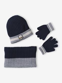Jongens-Accessoires-Muts, sjaal, handschoenen-Babyset jongen muts + snood + wanten « Montagnes »