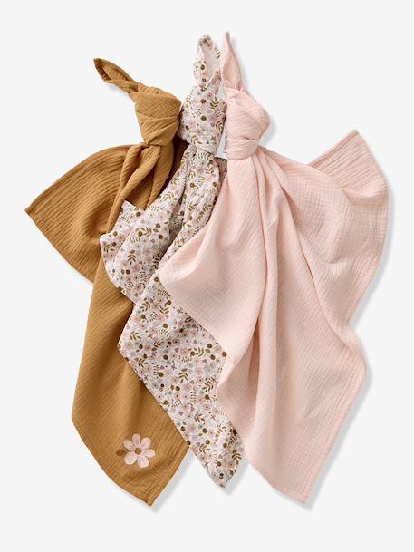 Set van 3 luiers van katoenen gaas FLORA karamel - vertbaudet enfant 