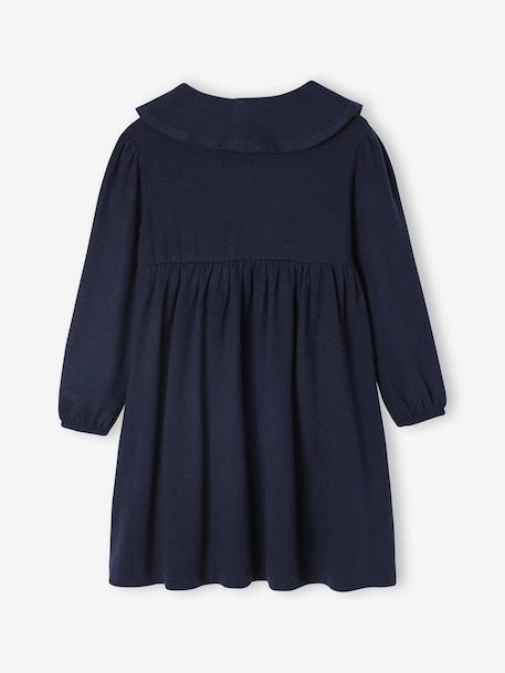 Jurk met fantasie kraag van gebreide tricot voor meisjes marineblauw+rouge - vertbaudet enfant 