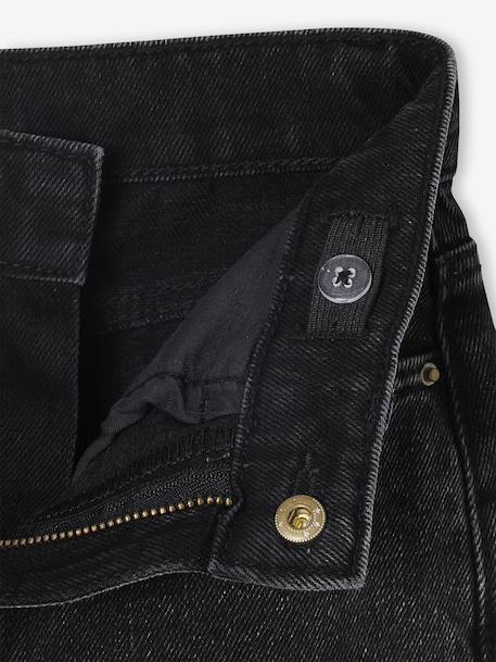 Wijde jeans met omslag voor meisjes zwart denim - vertbaudet enfant 