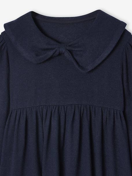 Jurk met fantasie kraag van gebreide tricot voor meisjes marineblauw+rouge - vertbaudet enfant 