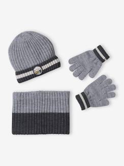 -Babyset jongen muts + snood + wanten « Montagnes »