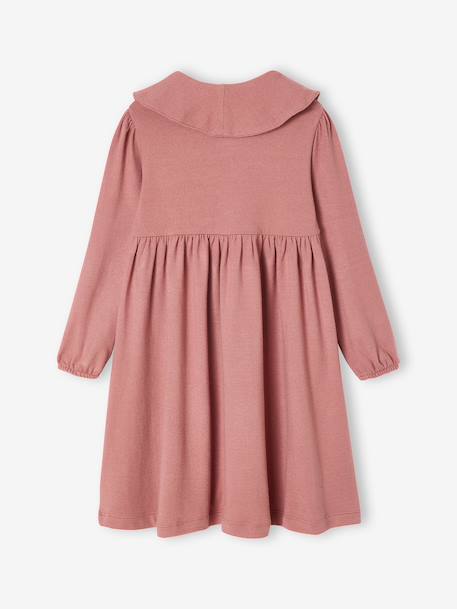Jurk met fantasie kraag van gebreide tricot voor meisjes marineblauw+rouge - vertbaudet enfant 