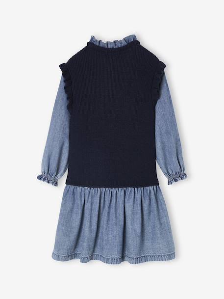 2-in-1 jurk voor meisjes marineblauw - vertbaudet enfant 