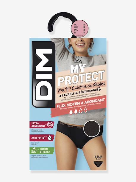 Menstruatieslipjes voor meisjes van biologisch katoen My Protect Zwart medium flow zwart - vertbaudet enfant 