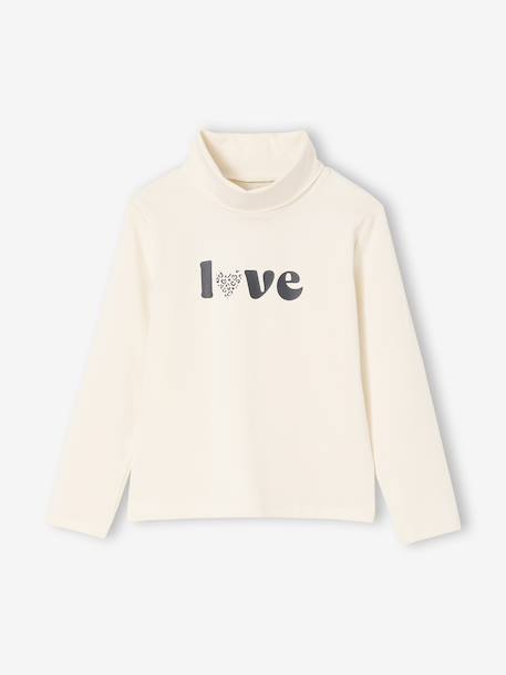 Set van 3  t-shirts met rolkraag voor meisjes ecru+inktblauw+poederroze set - vertbaudet enfant 