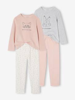 -Set van 2 pyjama fluweel / velours dieren Meisje