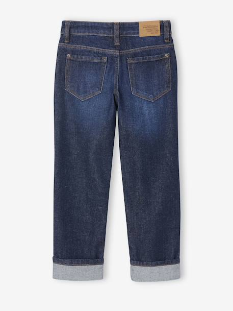 Rechte jeans voor jongens met omslag ongewassen denim+stone - vertbaudet enfant 