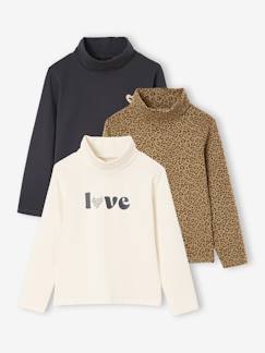 -Set van 3  t-shirts met rolkraag voor meisjes 
