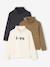 Set van 3  t-shirts met rolkraag voor meisjes ecru+inktblauw+poederroze set - vertbaudet enfant 