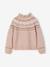 Jacquard trui met glinsterende details voor meisjes gemêleerd grijs+roze (poederkleur) - vertbaudet enfant 