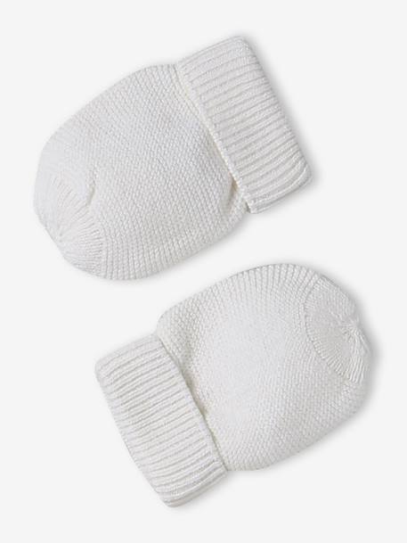 Babypakje muts, wanten en sloffen en zijn personaliseerbare zak. gemêleerd beige+wit - vertbaudet enfant 