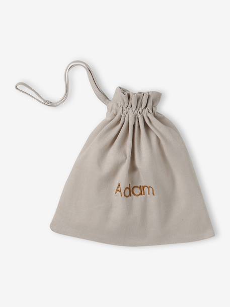 Babyset muts, wanten en sloffen van biologisch katoen en zijn aanpasbare pochon ecru+gemêleerd beige+rozen - vertbaudet enfant 