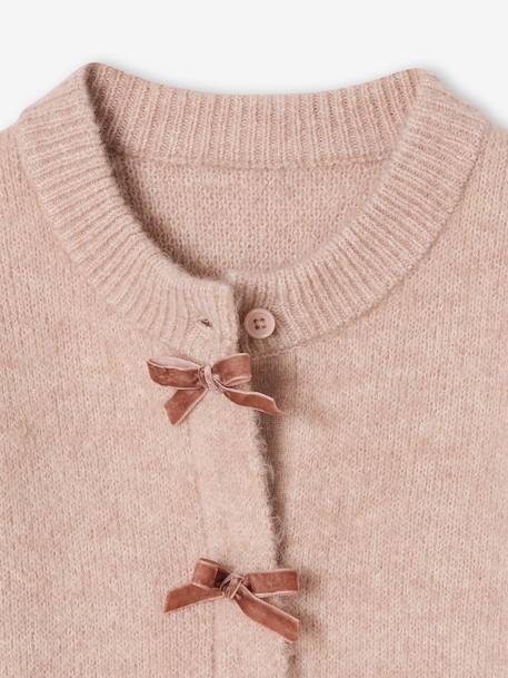 Fantasie vest voor meisjes met fluweel / velours met strik antraciet+roze (poederkleur) - vertbaudet enfant 
