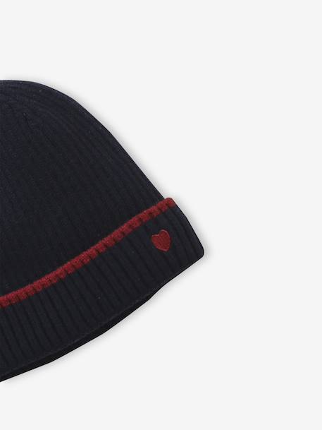 JONEN muts voor meisjes van geribbelde tricot marineblauw - vertbaudet enfant 