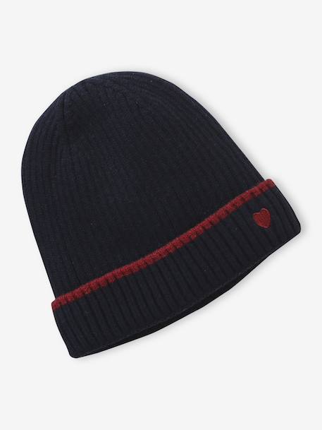 JONEN muts voor meisjes van geribbelde tricot marineblauw - vertbaudet enfant 