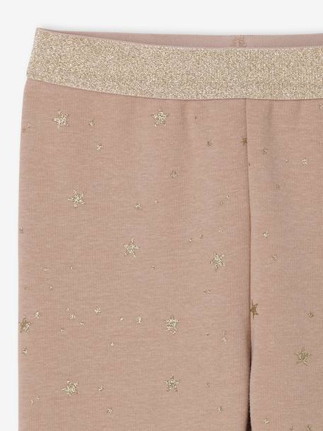 Gevoerde meisjes legging van fleece met een print van glinsterende sterren mokka - vertbaudet enfant 