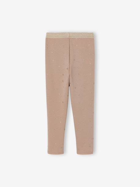 Gevoerde meisjes legging van fleece met een print van glinsterende sterren mokka - vertbaudet enfant 