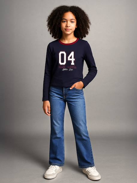 Flare jeans voor meisjes JONEN denimgrijs+lichtblauw+middenblauw - vertbaudet enfant 