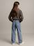 Wijde jeans met timmermanszakken voor meisjes JONEN denimgrijs+donkerblauw+middenblauw - vertbaudet enfant 