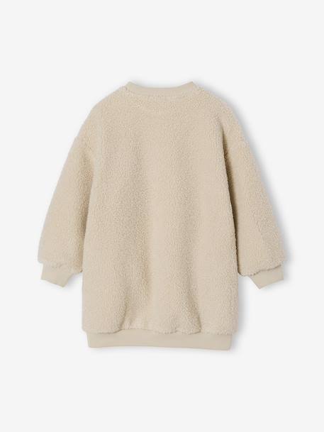 Jurk van sherpa voor meisjes met geborduurde details vanille - vertbaudet enfant 