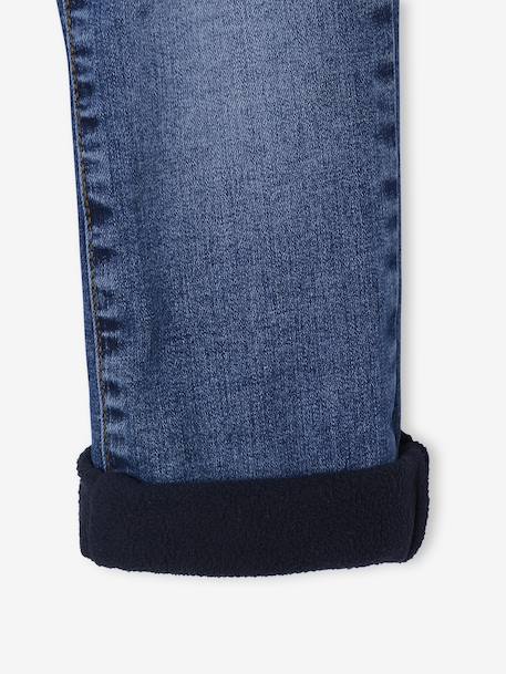 Denim jeans met fleecevoering voor jongens stone - vertbaudet enfant 