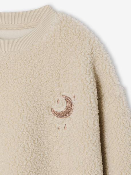 Jurk van sherpa voor meisjes met geborduurde details vanille - vertbaudet enfant 