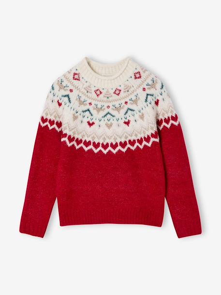 Jacquard trui voor meisjes met kerstthema rood - vertbaudet enfant 