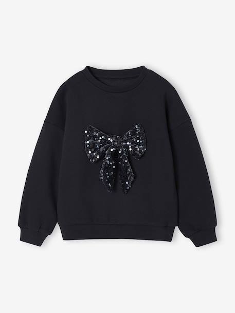 Kerstsweater voor meisjes met lovertjes antraciet+rood - vertbaudet enfant 