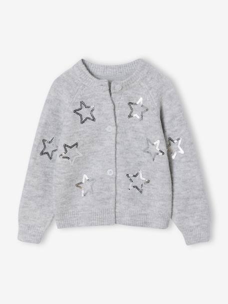Kerst vestje voor meisjes met sterren in pailletten gemêleerd grijs - vertbaudet enfant 