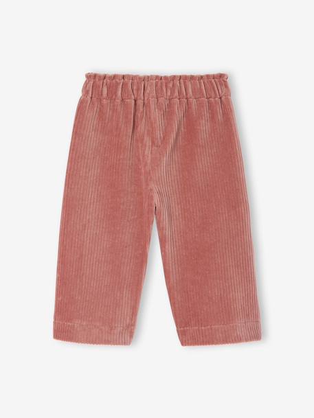 Baby broek in fluweel / velours, wijde vorm oudroze - vertbaudet enfant 