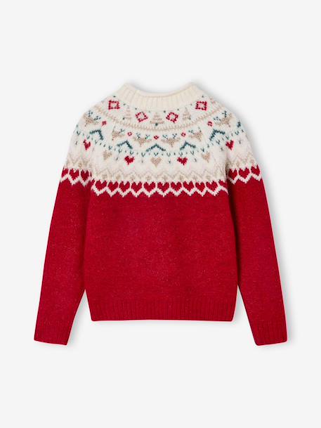 Jacquard trui voor meisjes met kerstthema rood - vertbaudet enfant 