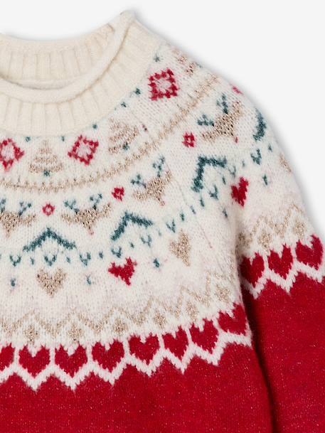 Jacquard trui voor meisjes met kerstthema rood - vertbaudet enfant 