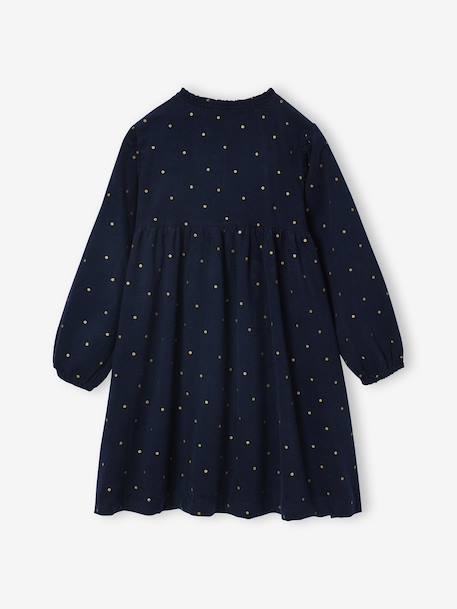 Jurk in fluweel / velours met print voor meisjes marineblauw - vertbaudet enfant 