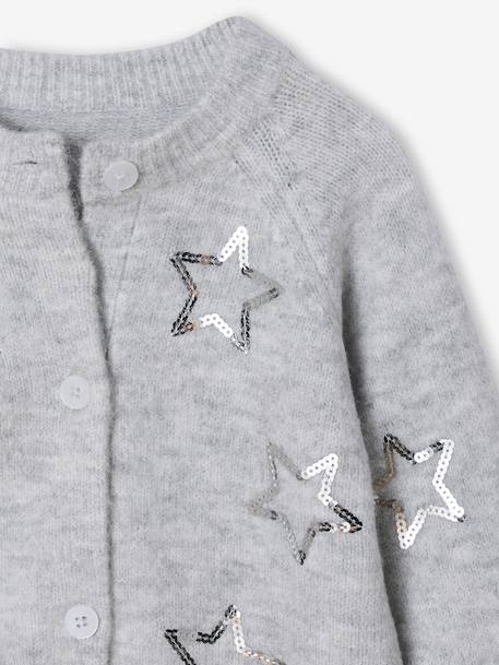 Kerst vestje voor meisjes met sterren in pailletten gemêleerd grijs - vertbaudet enfant 