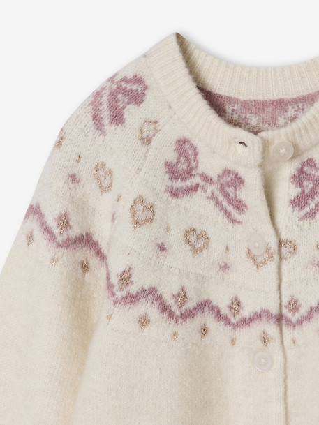Kerstvestje voor meisjes met jacquardmotieven en glanzende details ecru - vertbaudet enfant 
