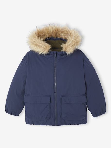 Parka sweater met capuchon voor jongens marineblauw - vertbaudet enfant 