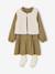 3-delige set met jurk + vestje sherpa + panty voor meisjes olijf - vertbaudet enfant 